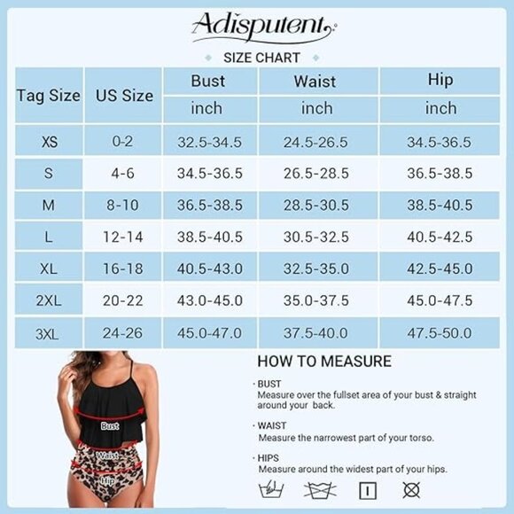 Adisputent 2-Piece Tankini Swimsuit Ruffled Top High-Waisted Bottom Size XL - Picture 9 of 9